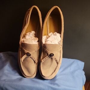 Womens Coach Suede Tan Loafers